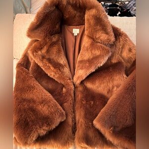 Women’s A New Day Faux Fur Coat Dusty Pink sz M
